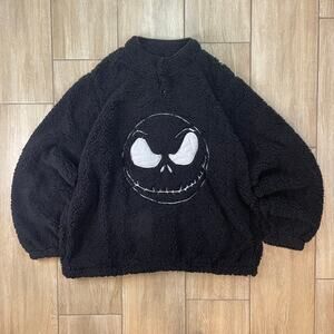 Disney Jack Skellington Sherpa Pullover 3XL Black Fleece Nightmare Before Xmas
